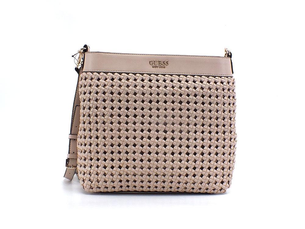 GUESS Sicilia Borsa Hobo Intreccio Beige Sand WG849002 - Sandrini Calzature e Abbigliamento