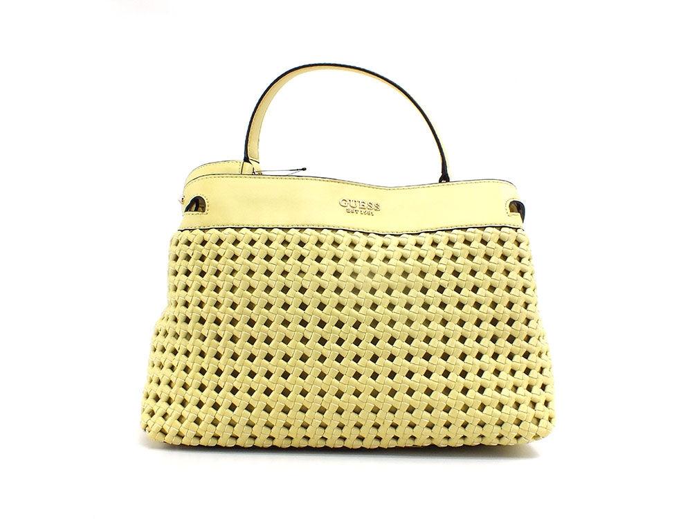 GUESS Sicilia Borsa Satchel Intreccio Giallo Light Lime WG849006 - Sandrini Calzature e Abbigliamento
