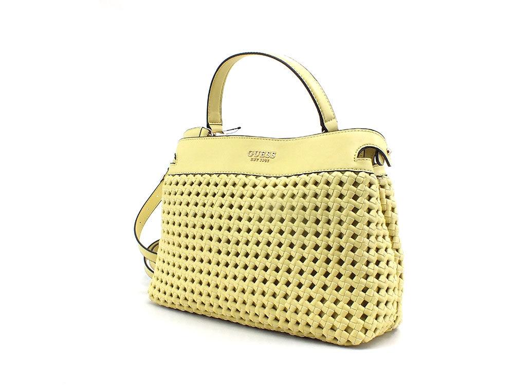 GUESS Sicilia Borsa Satchel Intreccio Giallo Light Lime WG849006 - Sandrini Calzature e Abbigliamento