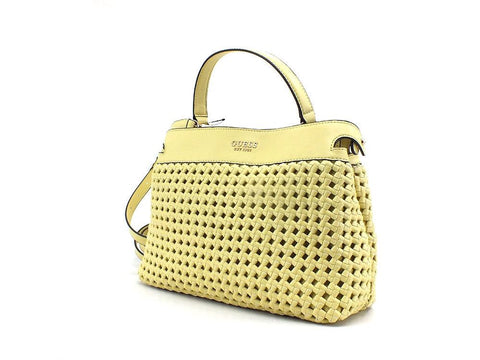 GUESS Sicilia Borsa Satchel Intreccio Giallo Light Lime WG849006 - Sandrini Calzature e Abbigliamento