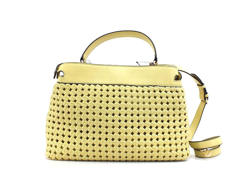 GUESS Sicilia Borsa Satchel Intreccio Giallo Light Lime WG849006 - Sandrini Calzature e Abbigliamento