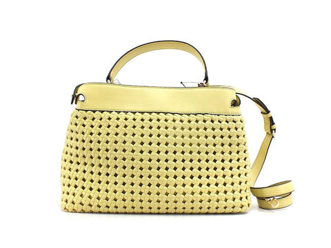 GUESS Sicilia Borsa Satchel Intreccio Giallo Light Lime WG849006 - Sandrini Calzature e Abbigliamento