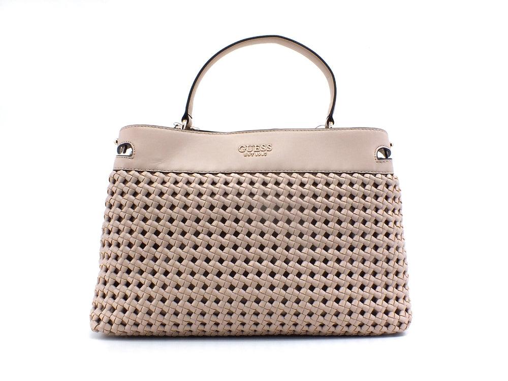 GUESS Sicilia Borsa Satcvhel Intreccio Beige Sand WG849006 - Sandrini Calzature e Abbigliamento