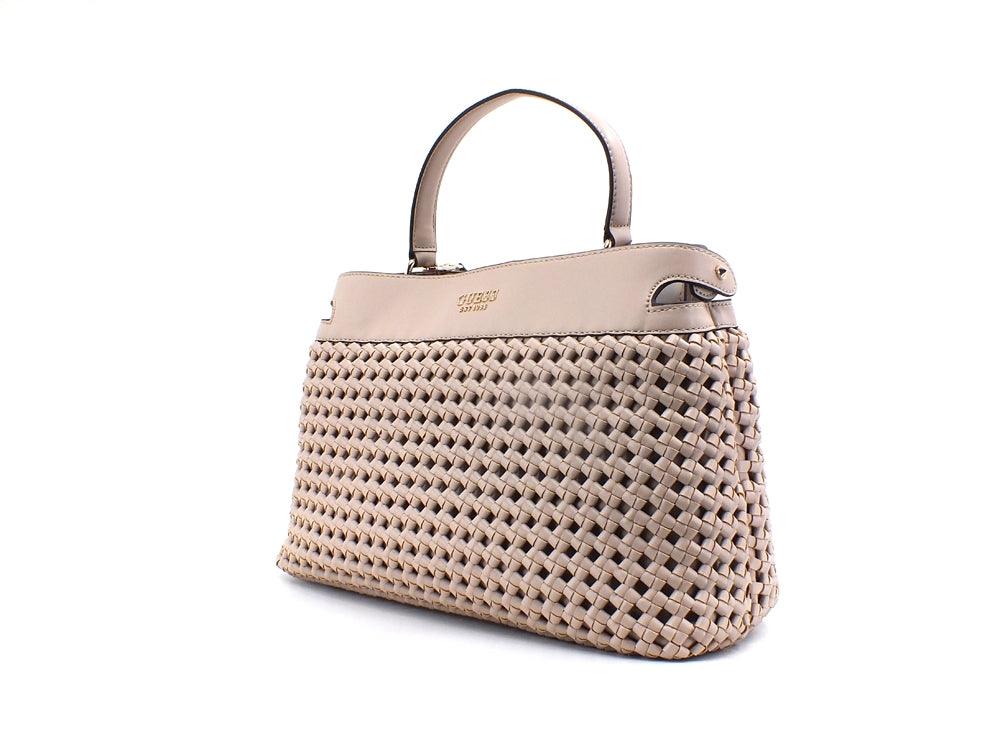 GUESS Sicilia Borsa Satcvhel Intreccio Beige Sand WG849006 - Sandrini Calzature e Abbigliamento