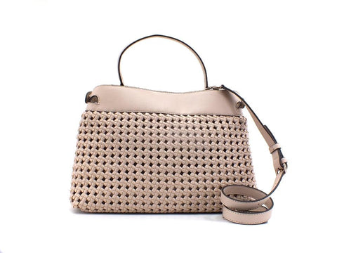 GUESS Sicilia Borsa Satcvhel Intreccio Beige Sand WG849006 - Sandrini Calzature e Abbigliamento
