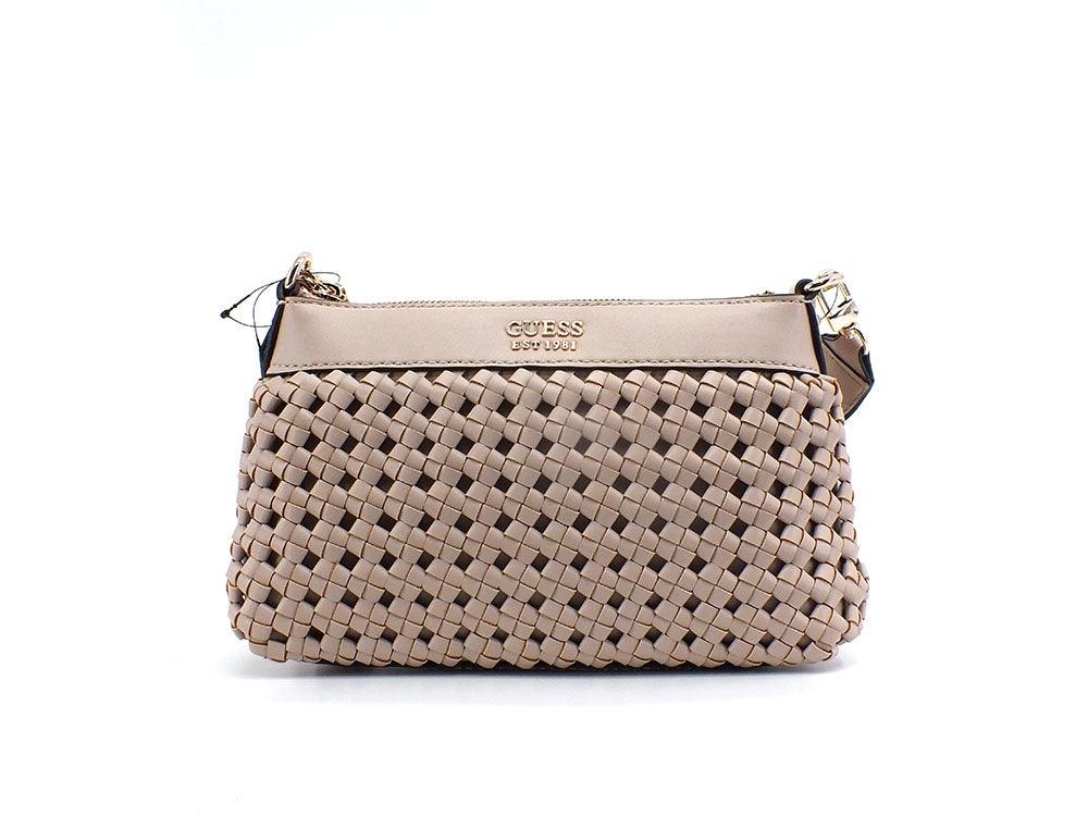 GUESS Sicilia Borsa Tracolla Zip Intreccio Sand WG849018 - Sandrini Calzature e Abbigliamento