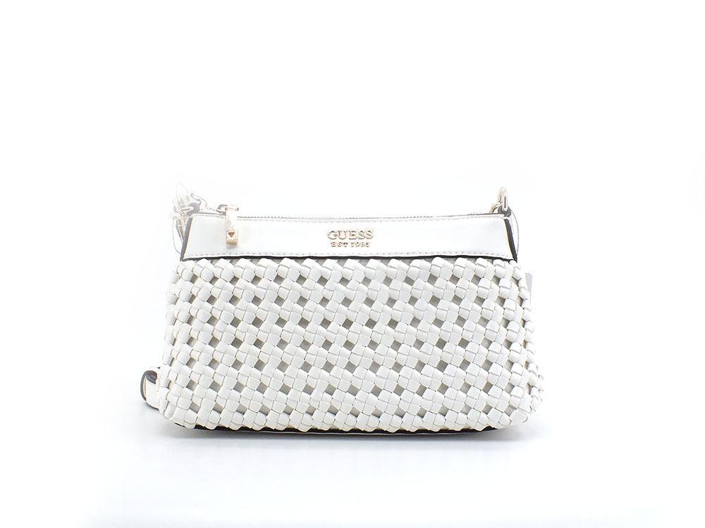 GUESS Sicilia Borsa Tracolla Zip Intreccio White WG849018 - Sandrini Calzature e Abbigliamento