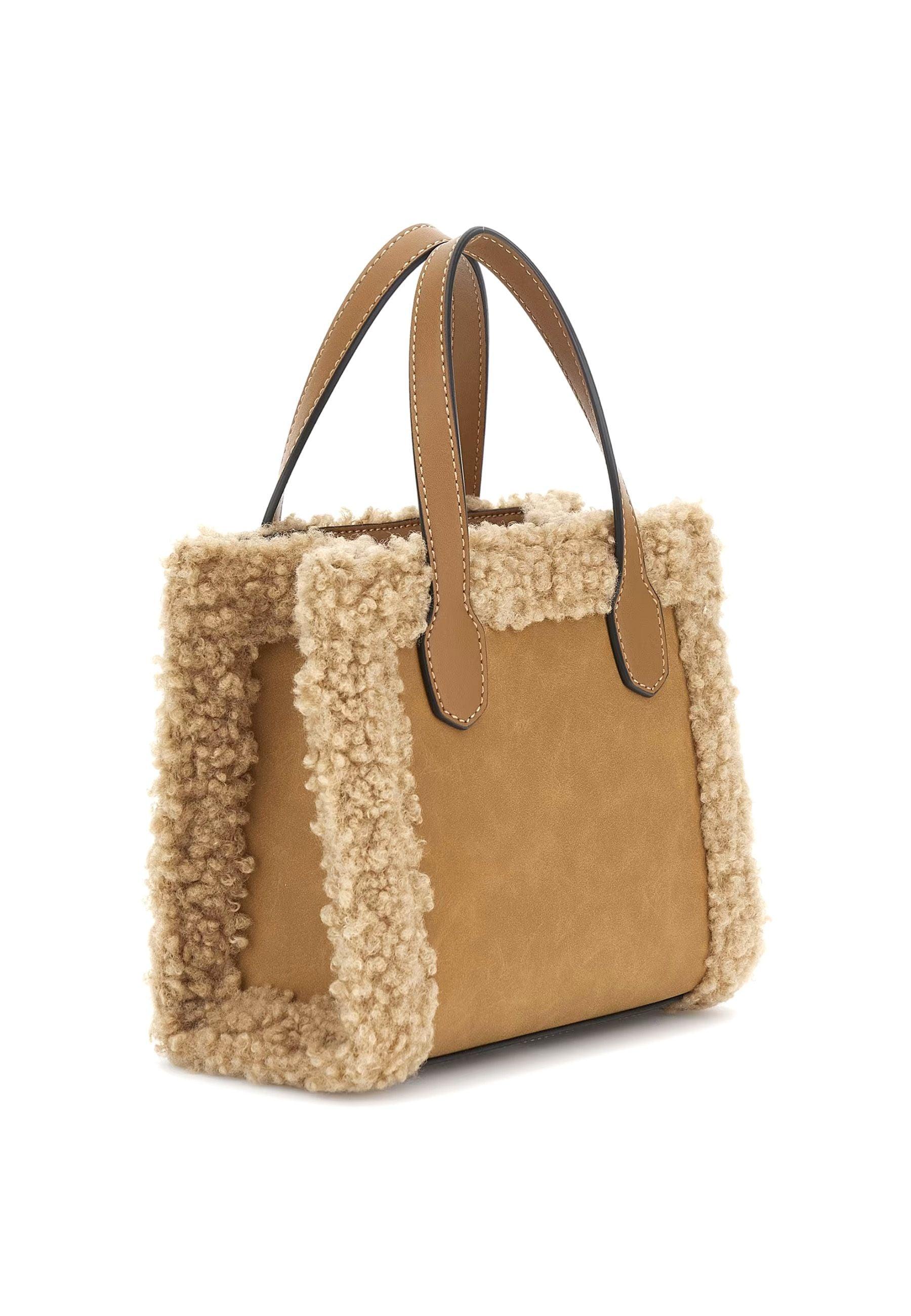 GUESS Silvana Mini Borsa Tote Pelo Cognac Marrone HA866577 - Sandrini Calzature e Abbigliamento