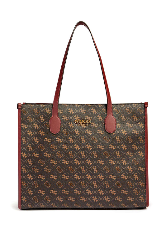 GUESS Silvana Tote Borsa Donna Brown Logo Merlot QB866523 - Sandrini Calzature e Abbigliamento