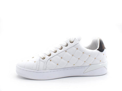 GUESS Sneaker Borchie Trapuntata Loghi White FL8BEEFAL12 - Sandrini Calzature e Abbigliamento