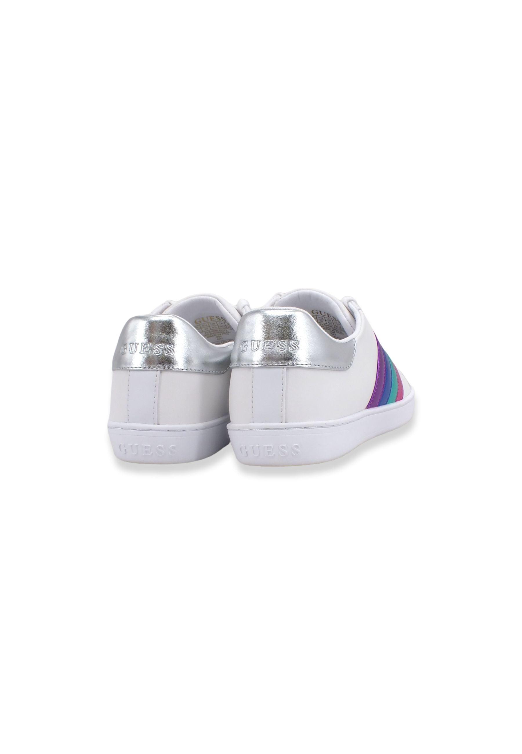 GUESS Sneaker Donna Bande Lamè White Silver FL6JBBLEA12 - Sandrini Calzature e Abbigliamento