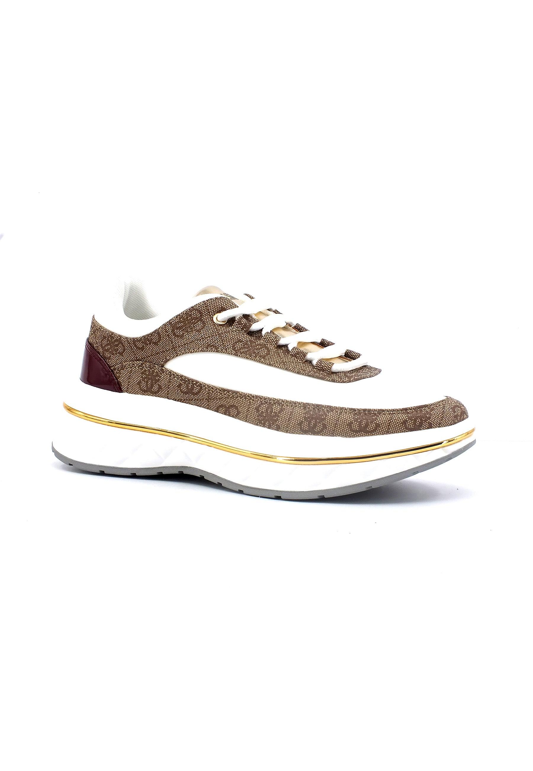 GUESS Sneaker Donna White Beige Brown FL8KRYFAB12 - Sandrini Calzature e Abbigliamento