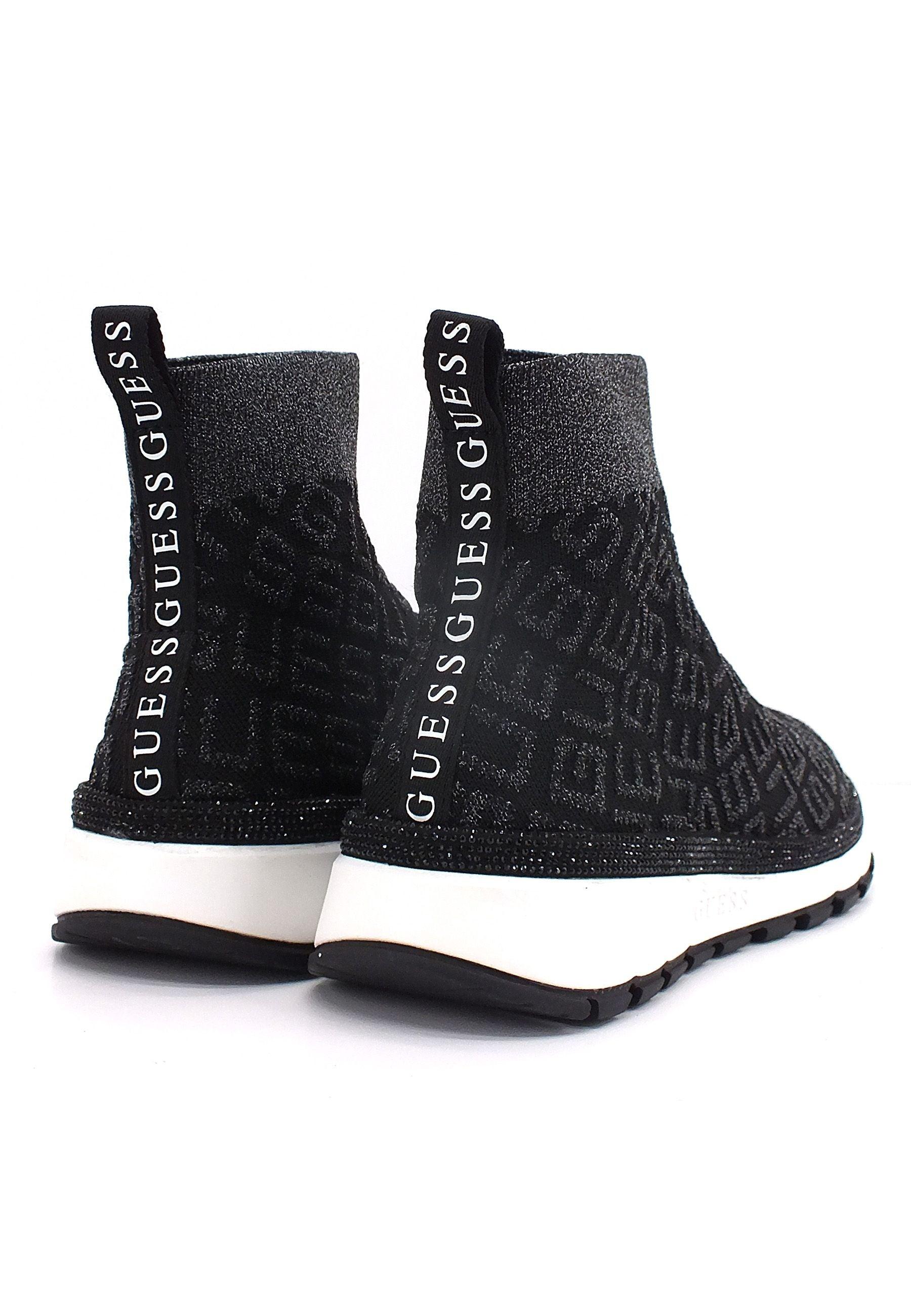 GUESS Sneaker Elastic Sock Donna Glitter Black FL8ZYLFAL12 - Sandrini Calzature e Abbigliamento