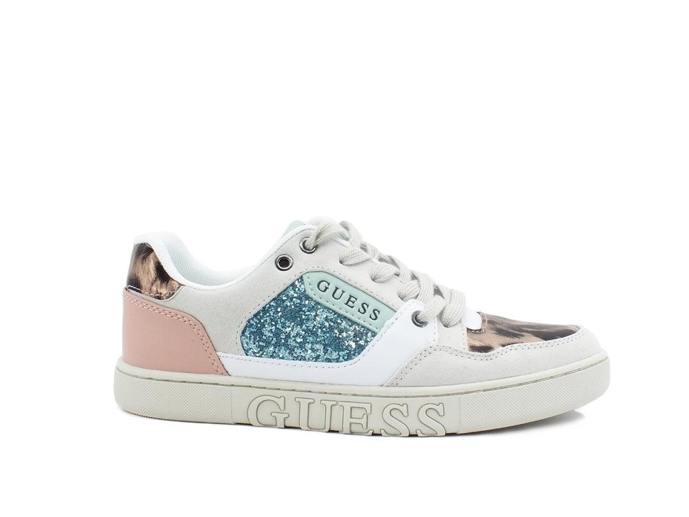 GUESS Sneaker Glitter Leopard White Black FL5JL2ELE12 - Sandrini Calzature e Abbigliamento