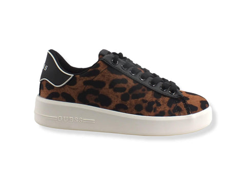 GUESS Sneaker Leo Retro Black Logo White Animalier Donna FL7RC4FAP12 - Sandrini Calzature e Abbigliamento