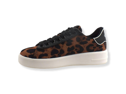 GUESS Sneaker Leo Retro Black Logo White Animalier Donna FL7RC4FAP12 - Sandrini Calzature e Abbigliamento