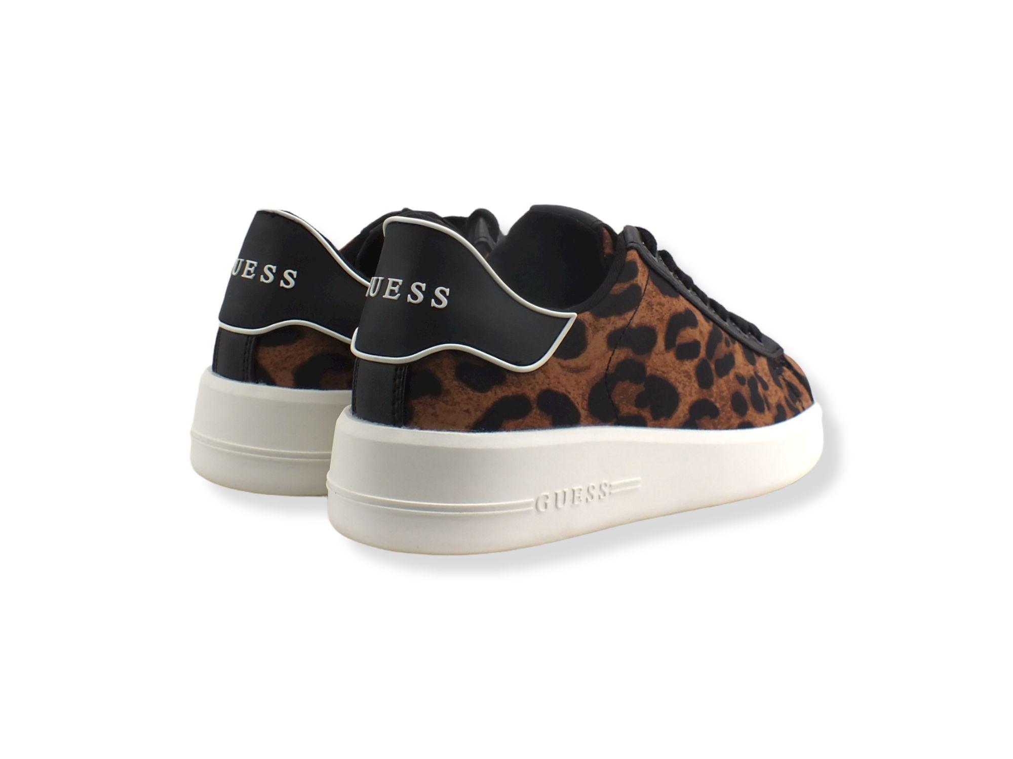 GUESS Sneaker Leo Retro Black Logo White Animalier Donna FL7RC4FAP12 - Sandrini Calzature e Abbigliamento