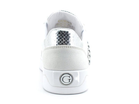 GUESS Sneaker Loghi Borchie White Silver FL5RXOELE12 - Sandrini Calzature e Abbigliamento