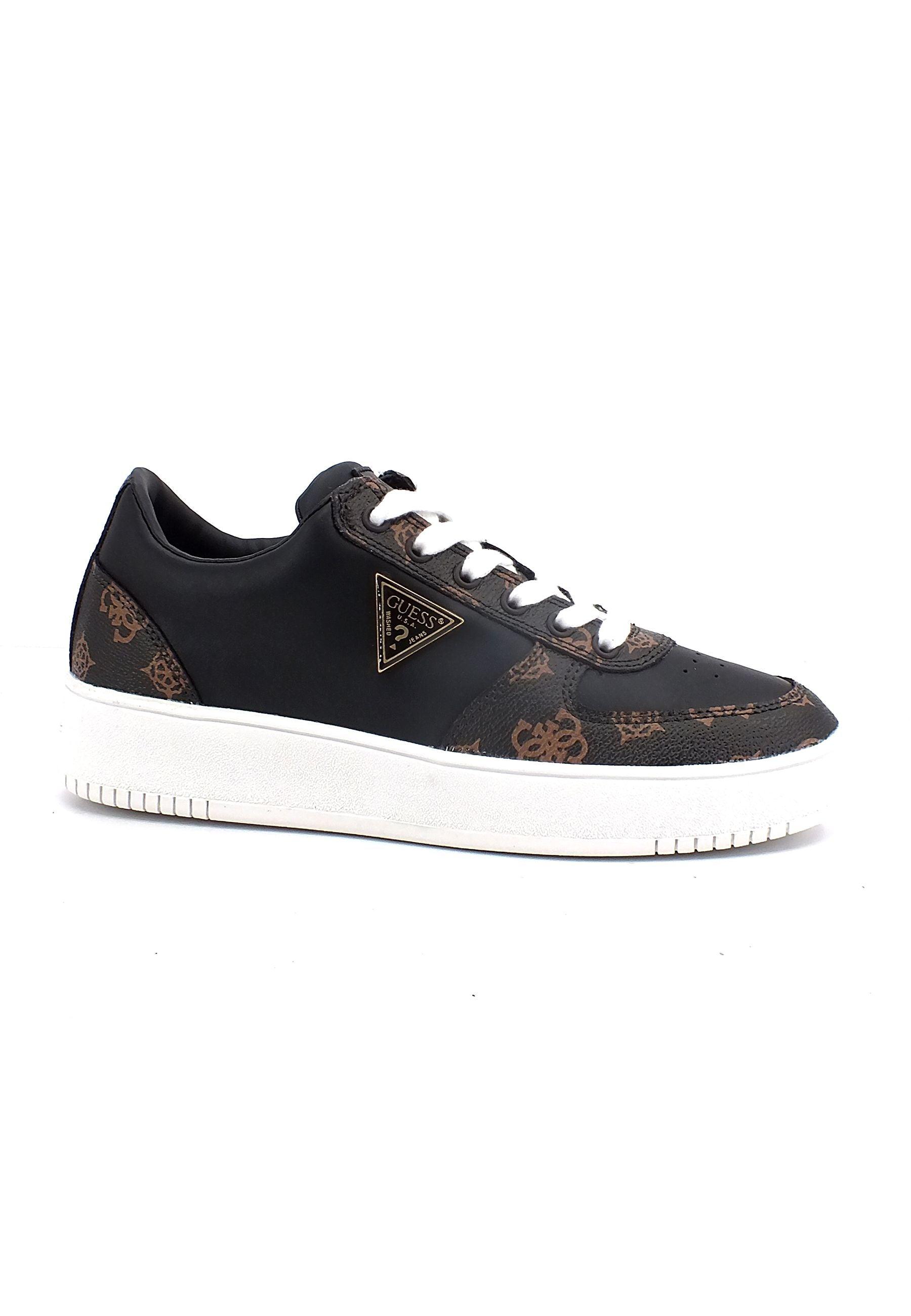 GUESS Sneaker Loghi Donna Black Brown FL8SIDFAL12 - Sandrini Calzature e Abbigliamento