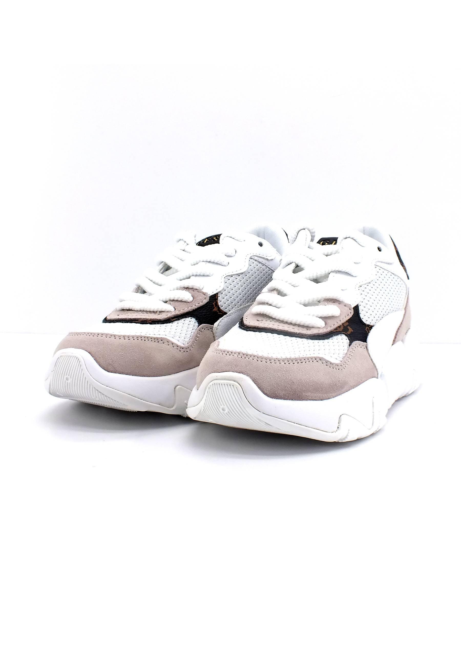 GUESS Sneaker Loghi Donna White Brown FL5GLDFAL12 - Sandrini Calzature e Abbigliamento