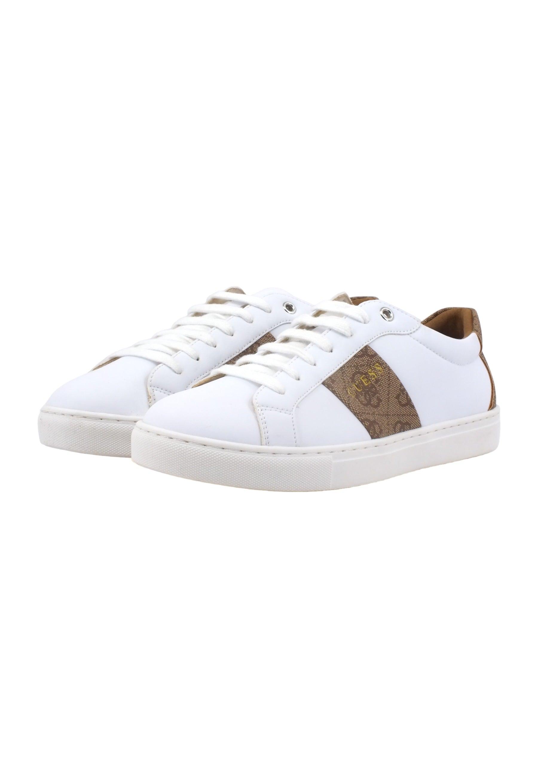 GUESS Sneaker Loghi Donna White Brown FL7TDOFAL12 - Sandrini Calzature e Abbigliamento