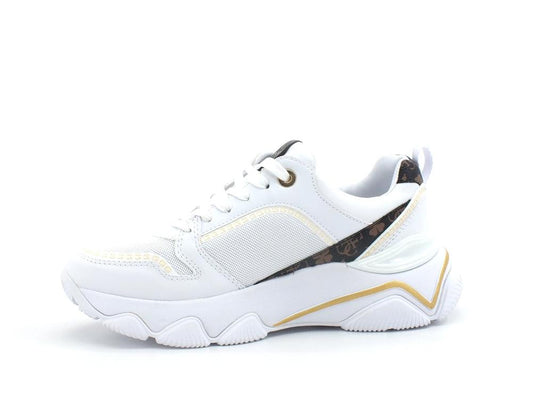 GUESS Sneaker Loghi White Brown FL5MGSFAL12 - Sandrini Calzature e Abbigliamento