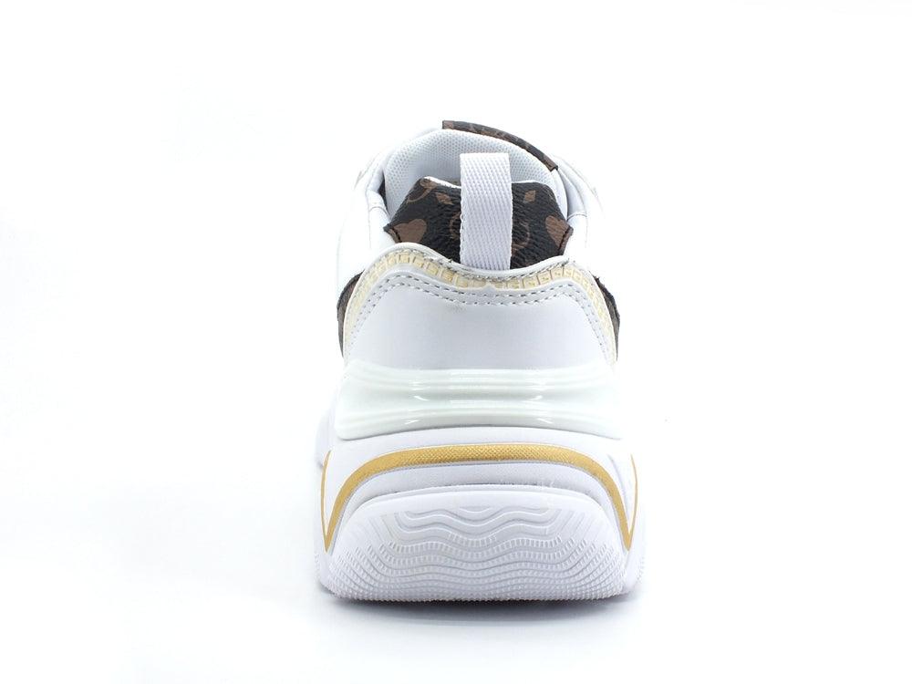 GUESS Sneaker Loghi White Brown FL5MGSFAL12 - Sandrini Calzature e Abbigliamento