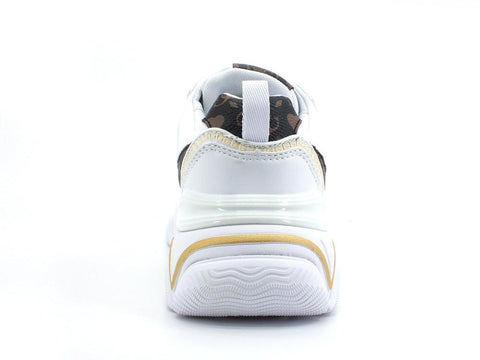 GUESS Sneaker Loghi White Brown FL5MGSFAL12 - Sandrini Calzature e Abbigliamento