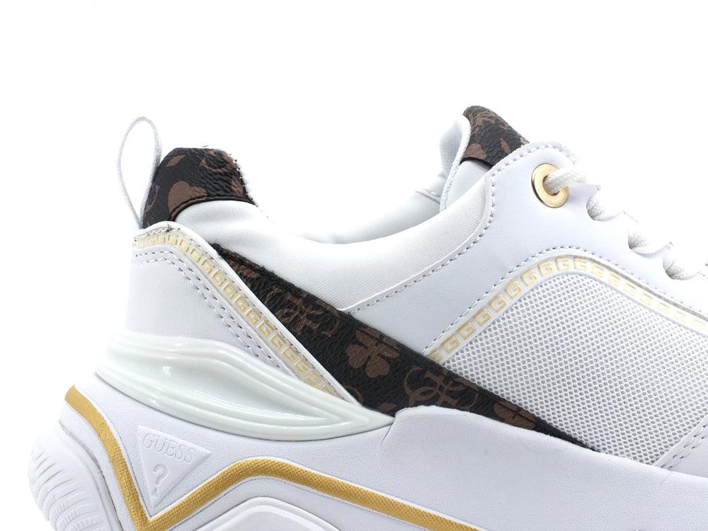 GUESS Sneaker Loghi White Brown FL5MGSFAL12 - Sandrini Calzature e Abbigliamento