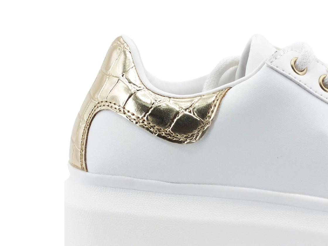 GUESS Sneaker Logo Retro Gold White FL7SALELE12 - Sandrini Calzature e Abbigliamento