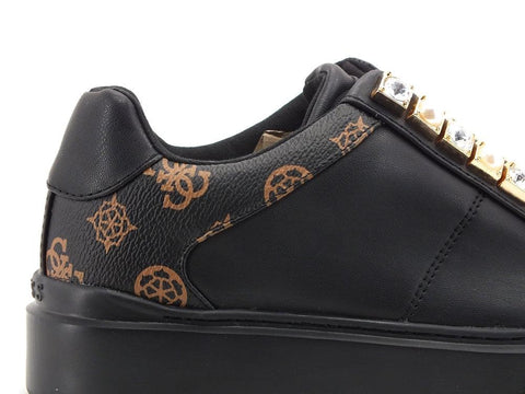 GUESS Sneaker Platform Loghi Printed Black Brown FL8HAYELE12 - Sandrini Calzature e Abbigliamento