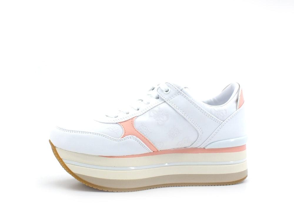 GUESS Sneaker Platform Loghi Printed White Peach FL5HIDELE12 - Sandrini Calzature e Abbigliamento