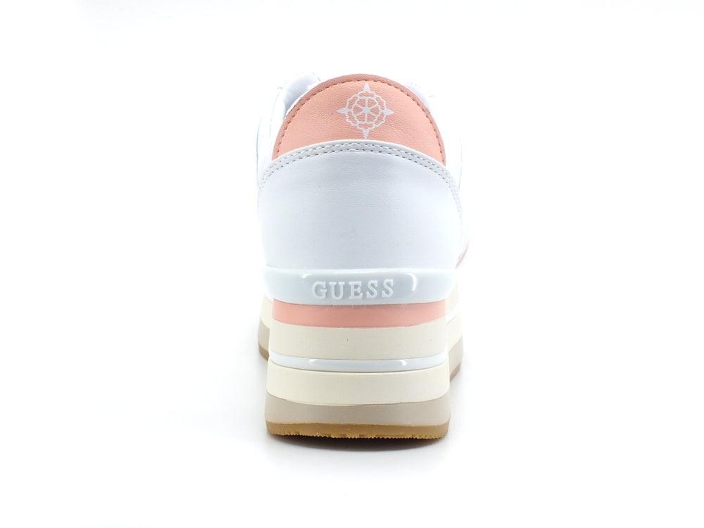 GUESS Sneaker Platform Loghi Printed White Peach FL5HIDELE12 - Sandrini Calzature e Abbigliamento