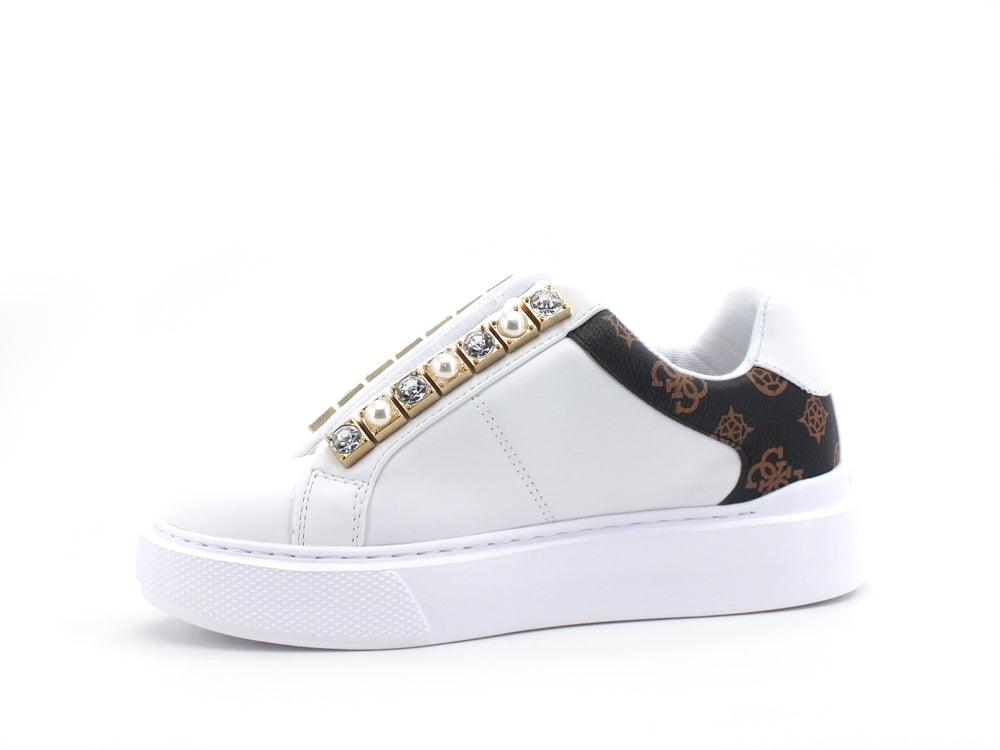 GUESS Sneaker Platform Perle Loghi White Brown FL8HAYELE12 - Sandrini Calzature e Abbigliamento