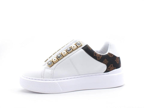 GUESS Sneaker Platform Perle Loghi White Brown FL8HAYELE12 - Sandrini Calzature e Abbigliamento
