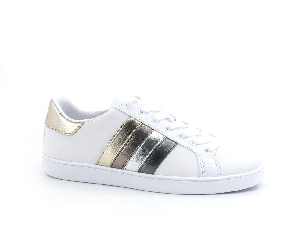 GUESS Sneaker Retro Gold Bande White Platino FL6JBBLEA12 - Sandrini Calzature e Abbigliamento