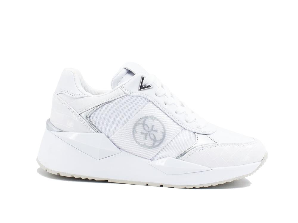 GUESS Sneaker Running Pelle Zeppetta White Silver FL5TESPEL12 - Sandrini Calzature e Abbigliamento