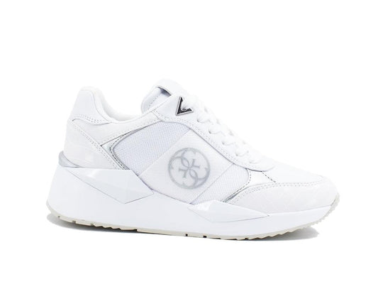 GUESS Sneaker Running Pelle Zeppetta White Silver FL5TESPEL12 - Sandrini Calzature e Abbigliamento