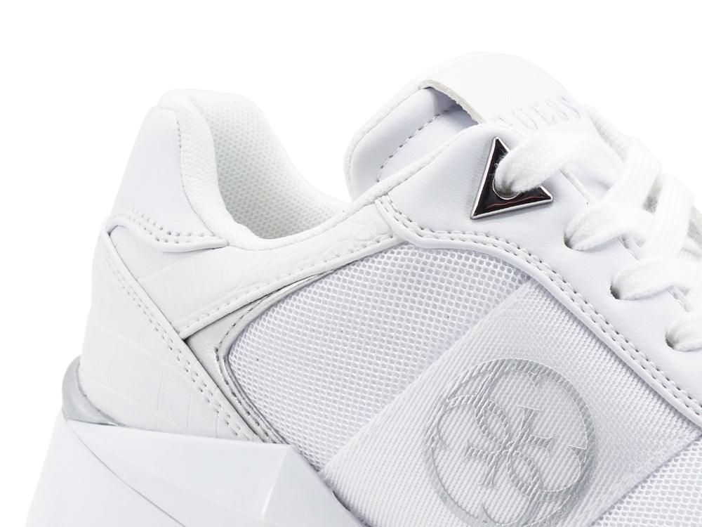 GUESS Sneaker Running Pelle Zeppetta White Silver FL5TESPEL12 - Sandrini Calzature e Abbigliamento