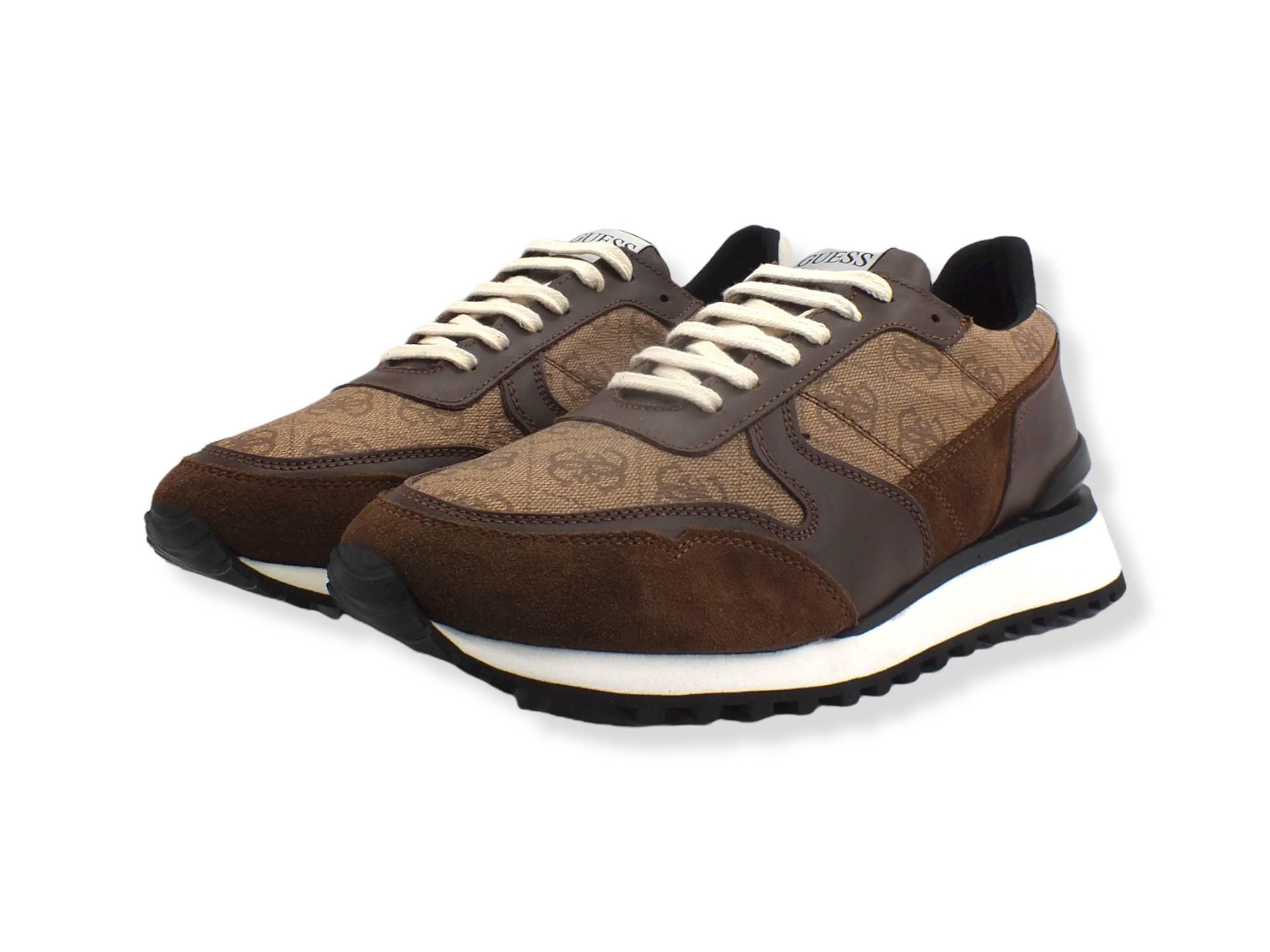 GUESS Sneaker Running Suede Beige Brown Uomo FM7VARELE12 - Sandrini Calzature e Abbigliamento