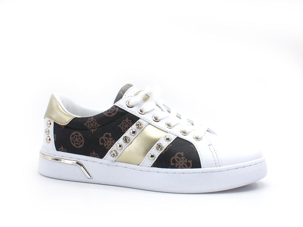 GUESS Sneaker Studs Pietre Loghi Brown Platino FL6RICFAL12 - Sandrini Calzature e Abbigliamento