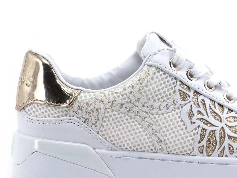 GUESS Sneaker Tex Fiore GLitter White Gold FL5RF2FAB12 - Sandrini Calzature e Abbigliamento