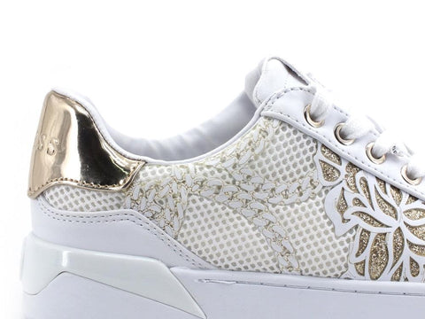 GUESS Sneaker Tex Fiore GLitter White Gold FL5RF2FAB12 - Sandrini Calzature e Abbigliamento