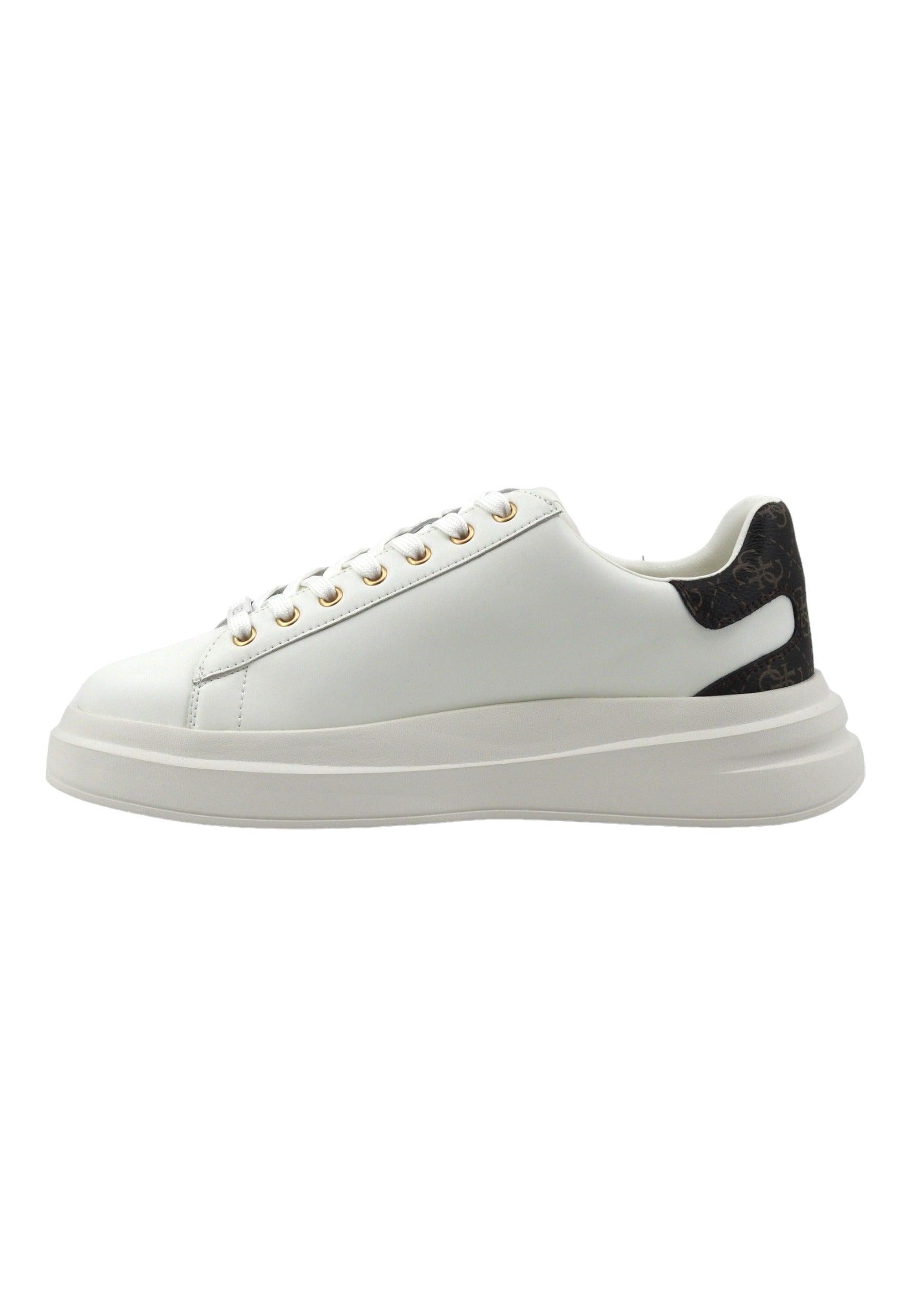 GUESS Sneaker Uomo White Brown Ochre FMPVIBLEA12 - Sandrini Calzature e Abbigliamento