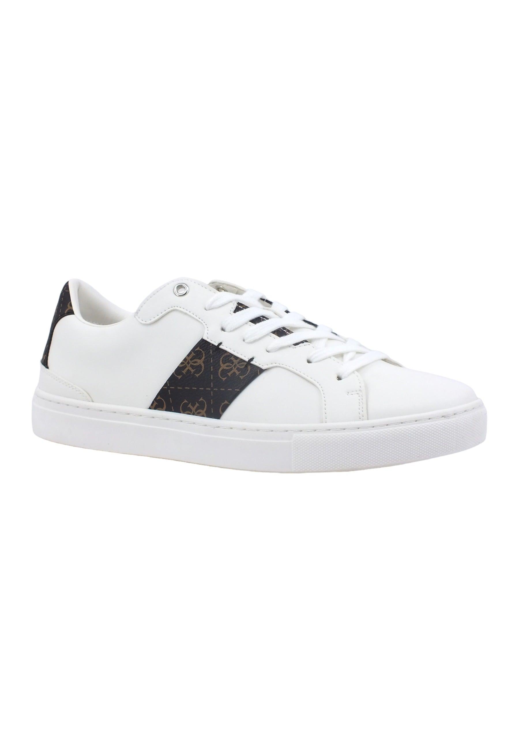 GUESS Sneaker Uomo White Brown Ocra FM7TOIELL12 - Sandrini Calzature e Abbigliamento