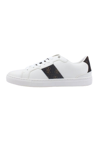 GUESS Sneaker Uomo White Brown Ocra FM7TOIELL12 - Sandrini Calzature e Abbigliamento