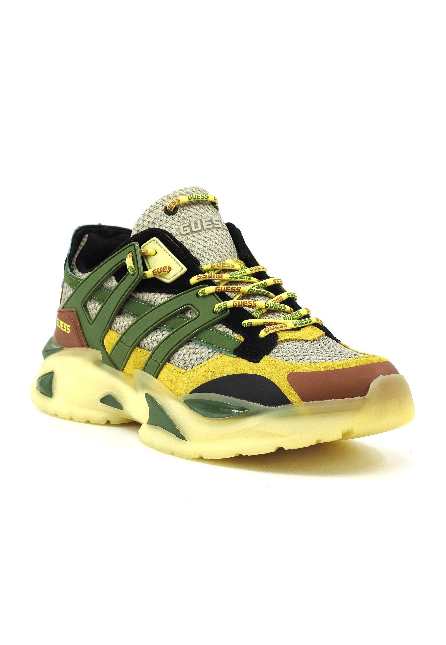 GUESS Sneaker Uomo Yellow Green Brown FMPBELFAP12 - Sandrini Calzature e Abbigliamento