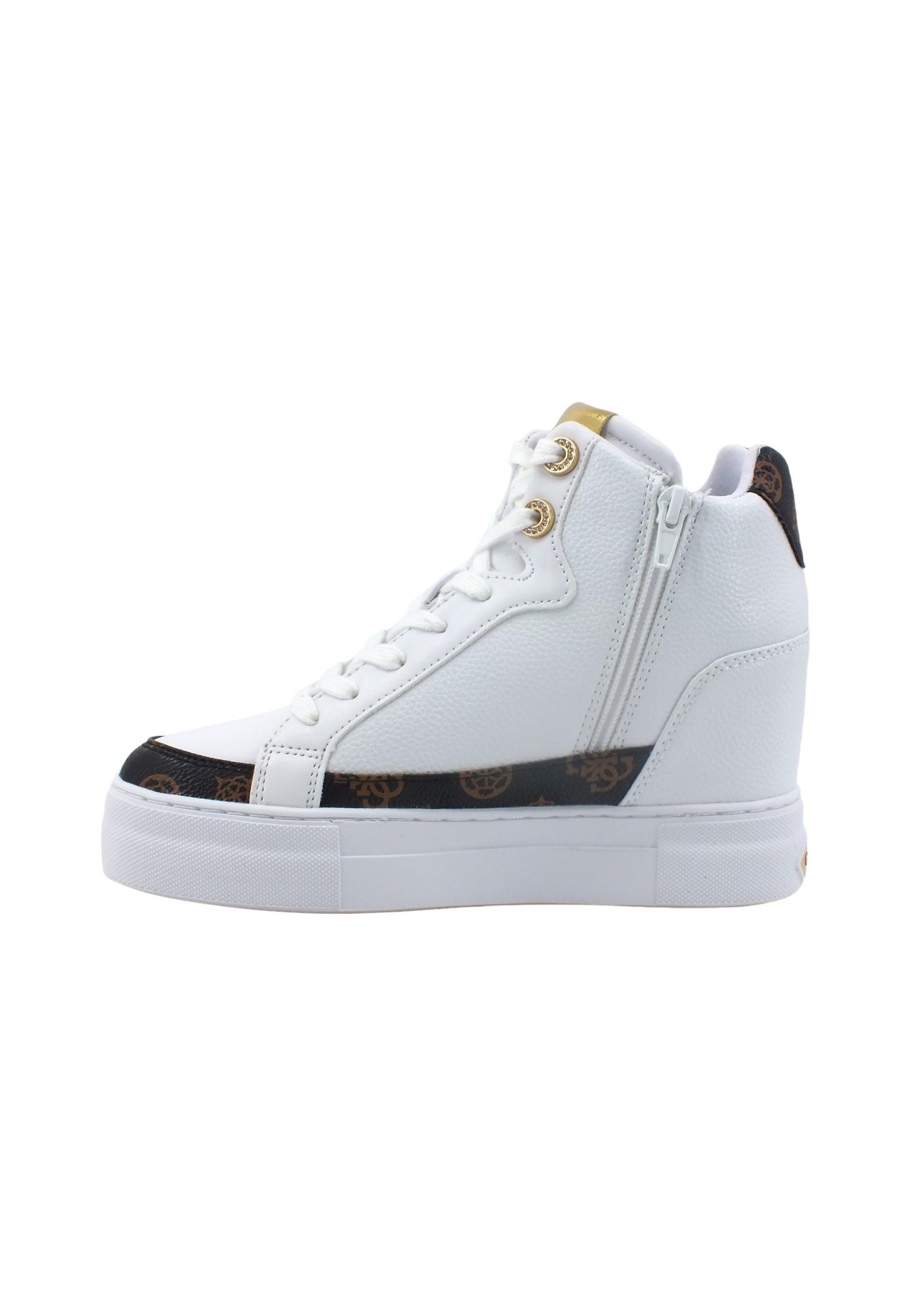 GUESS Sneaker Zeppa Donna White Brown FL7FRIFAL12 - Sandrini Calzature e Abbigliamento