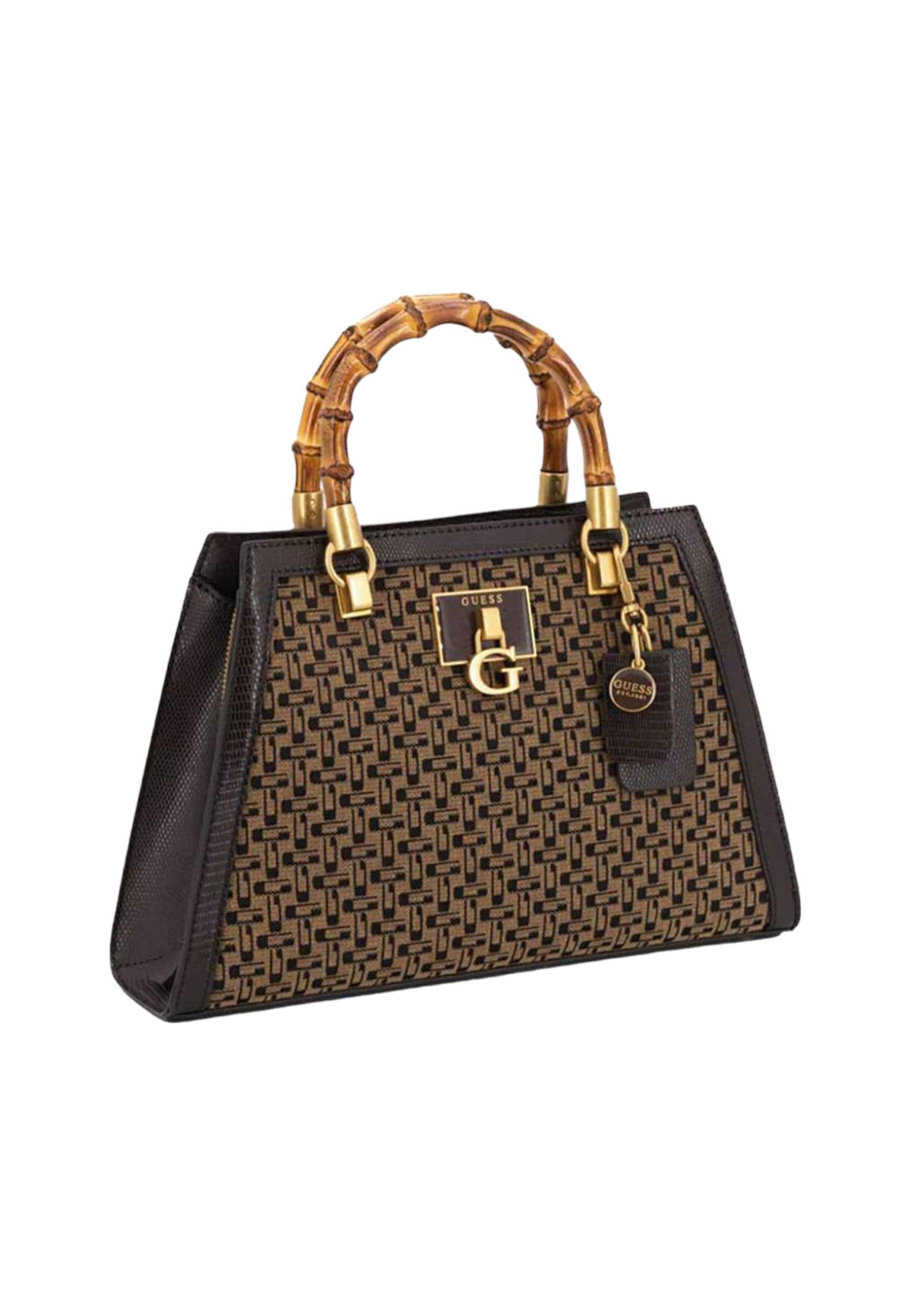 GUESS Stephi Borsa Satchel Brown Logo JK787508 - Sandrini Calzature e Abbigliamento