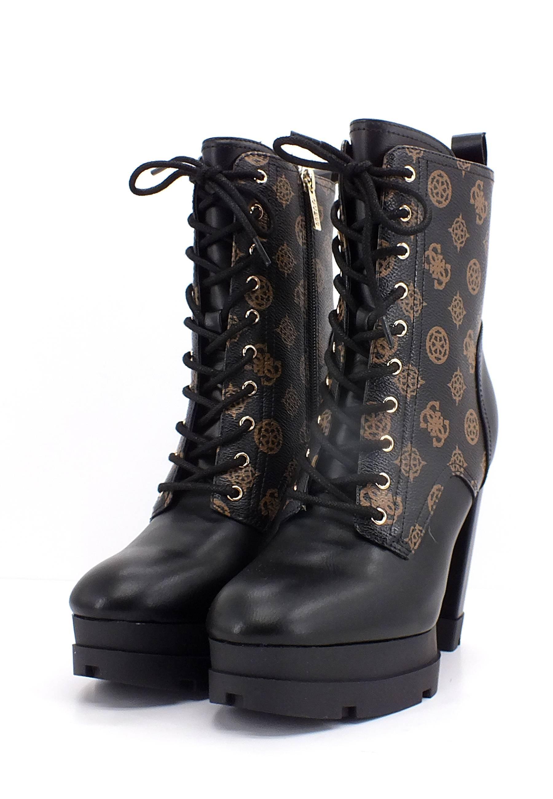 GUESS Stivaletto Anfibio Tacco Alto Donna Brown Ocra FL8BSLFAL10 - Sandrini Calzature e Abbigliamento